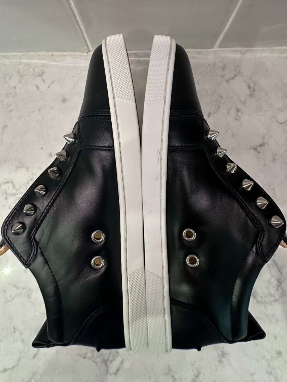 CHRISTIAN LOUBOUTIN F.A.V. FIQUE A VONTADE BLACK CALFSKIN SLIP-ON SNEAKERS. EUC - Picture 4 of 9